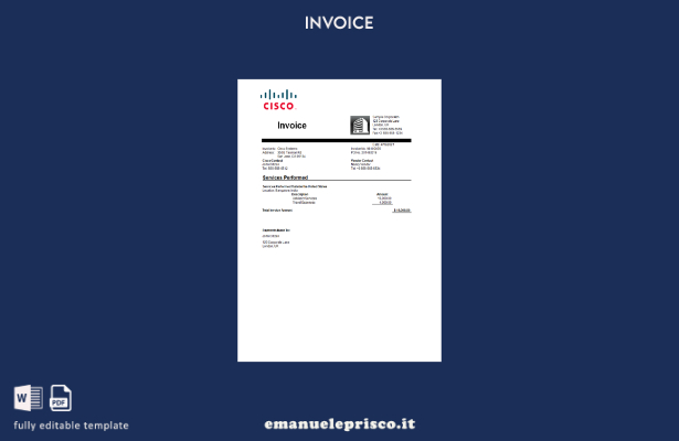 Modello di fattura Cisco USA in stile verificato